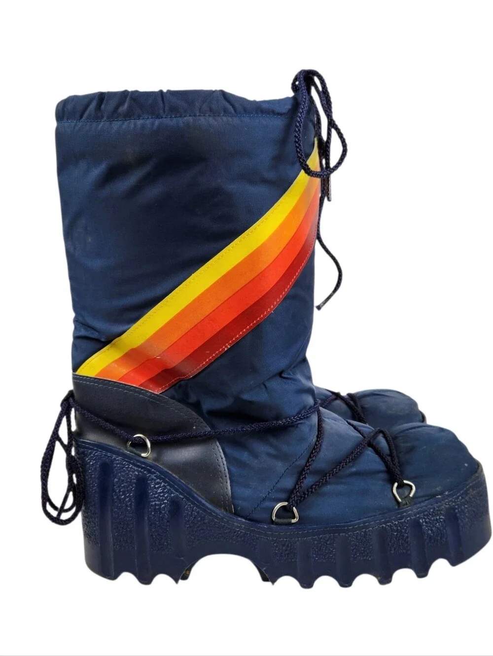 Vintage Rainbow Moon Boots Winter Ski Snow Nylon Mens Size 10 - 11 Size Large